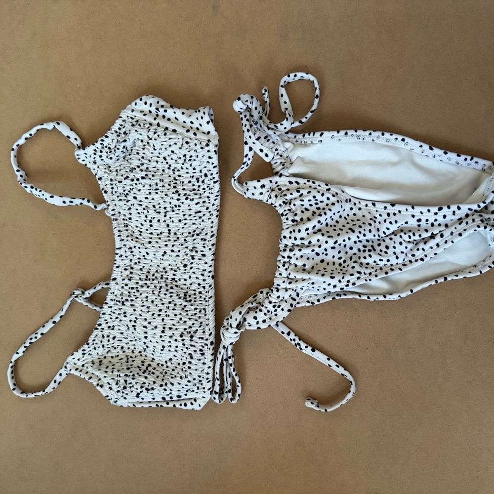 White Black Speckled Two-Piece Bikini